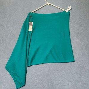 Caroline Grace teal green shawl. Cashmere cotton blend. OS